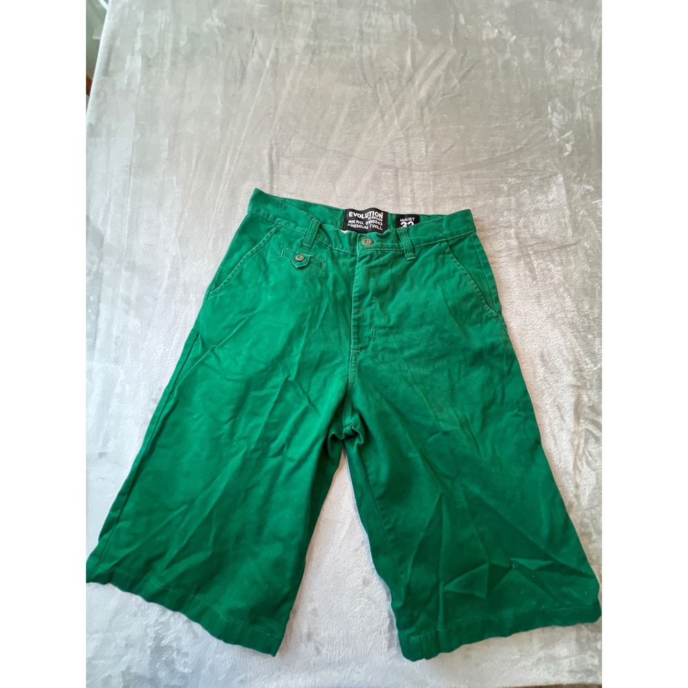 Evolution In Design Shorts Mens 32 Green Premium Twill Casual Chino Flat Front